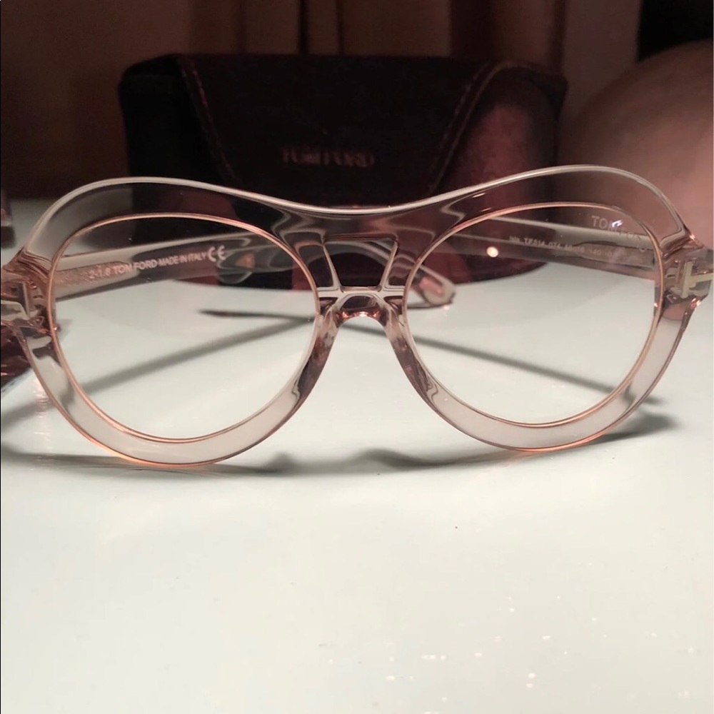 Tom Ford Icy Pink Clear Lens Aviators